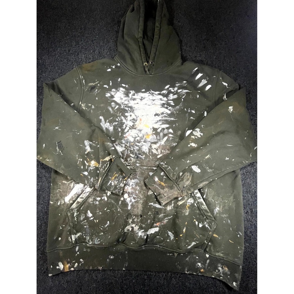 Carhartt Rain Defender Loose Fit Hoodie Mens XL Green Paint Splatter Workwear
